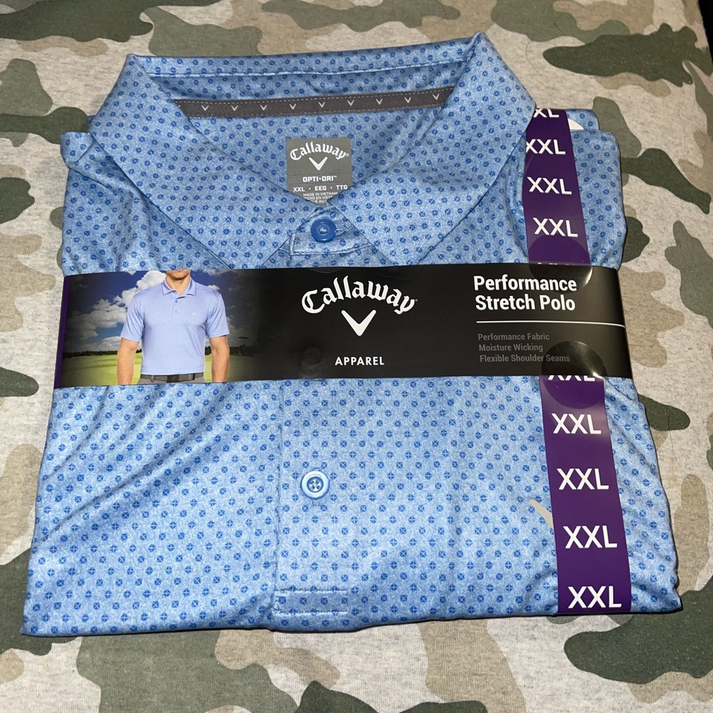 Callaway Men's Moisture Wicking Performance Golf Polo Blue Regatta XXL